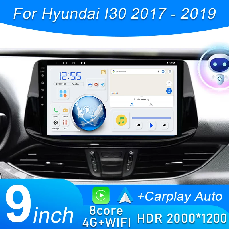 

Автомобильный радиоприемник Android 15 для Hyundai I30 2017-2019 навигация GPS Android Auto 5G экран Wi-Fi мультимедийный плеер Bluetooth без 2din