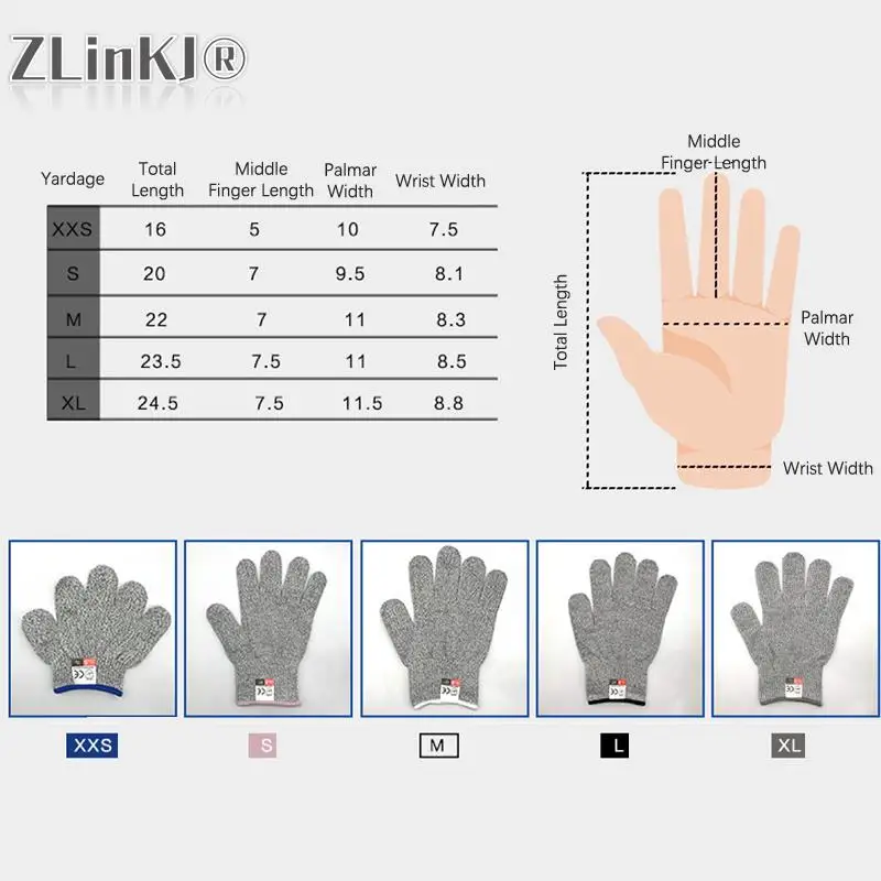 XXS-XL Safety Anti Cut Glove Multi-Purpose High-strength Industry Kitchen Gardening Anti-Scratch Anti-cut Glass Cutting Supplies