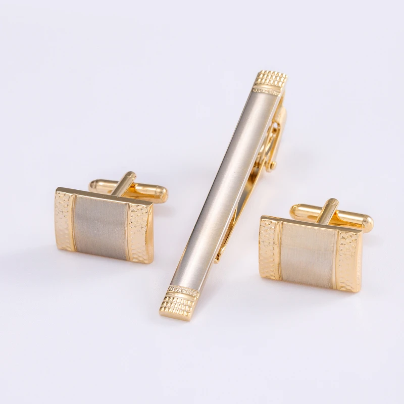 High-end-Gold Farbe Manschettenknopf Krawatte Clip Set Manschettenknopf Hemd Kragen Clip herren Business Luxulry Schmuck Hochzeit Zubehör – Detail 6