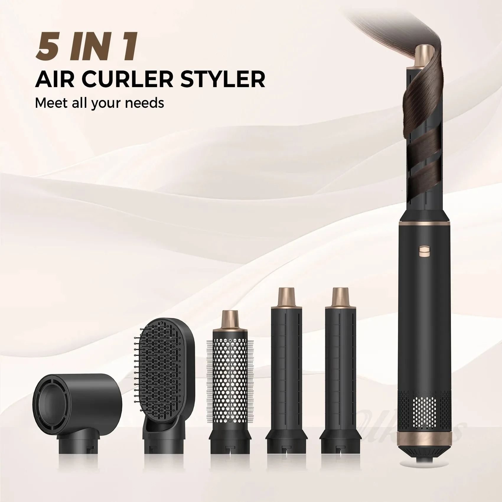 

Mutli-Styler Фен 5-в-1 Плойка с шумоподавлением Расческа для укладки волос Расческа для волос с горячим воздухом Инструменты для укладки Негативные ионы Высокая скорость