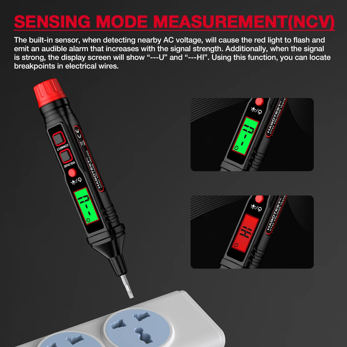 HABOTEST HT92 Pen Type Voltage Tester AC12-300V Indicator Backlight Flashlight Sensitivity AC Voltage Electrician Tester