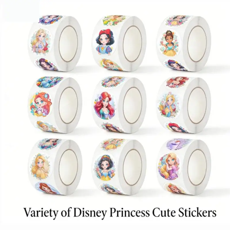 

500pcs Variety Of Disney Princess Cute Stickers Roll Diy Decorative Stickers For Diary Envelope Seal Phone Kids Gift Stationery