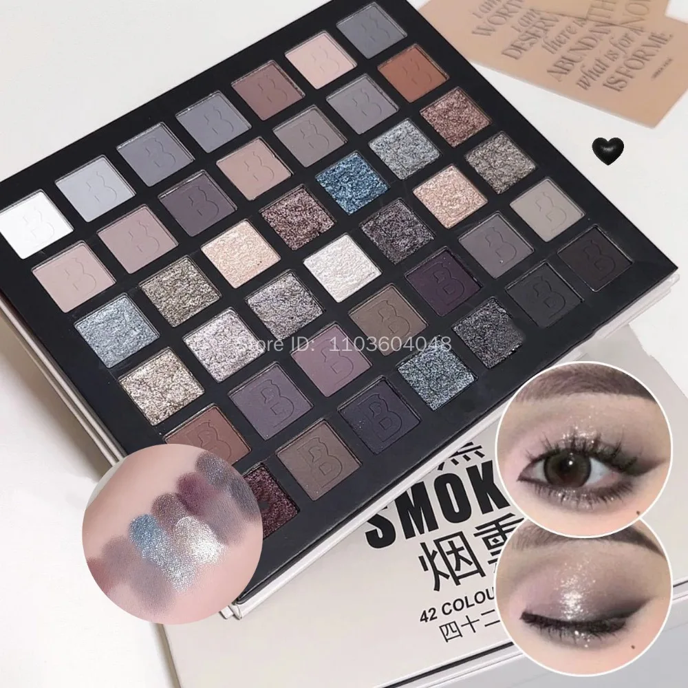 スモークアイシャドウプレート真珠光沢のあるシマーアイシャドウマットグリッター顔料防水長期的なアイメイクアップ 42 色
