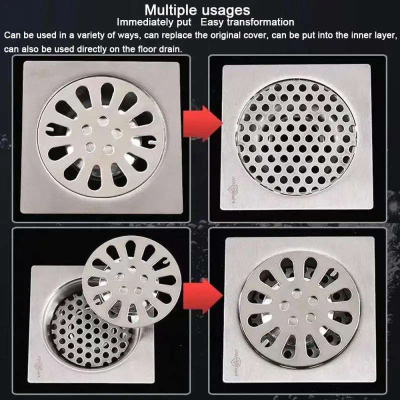 304 stainless Hair Filter Floor drain pad Tool Bathroom Accessories Shower Drain Cover Drains Cover Sink Strainer