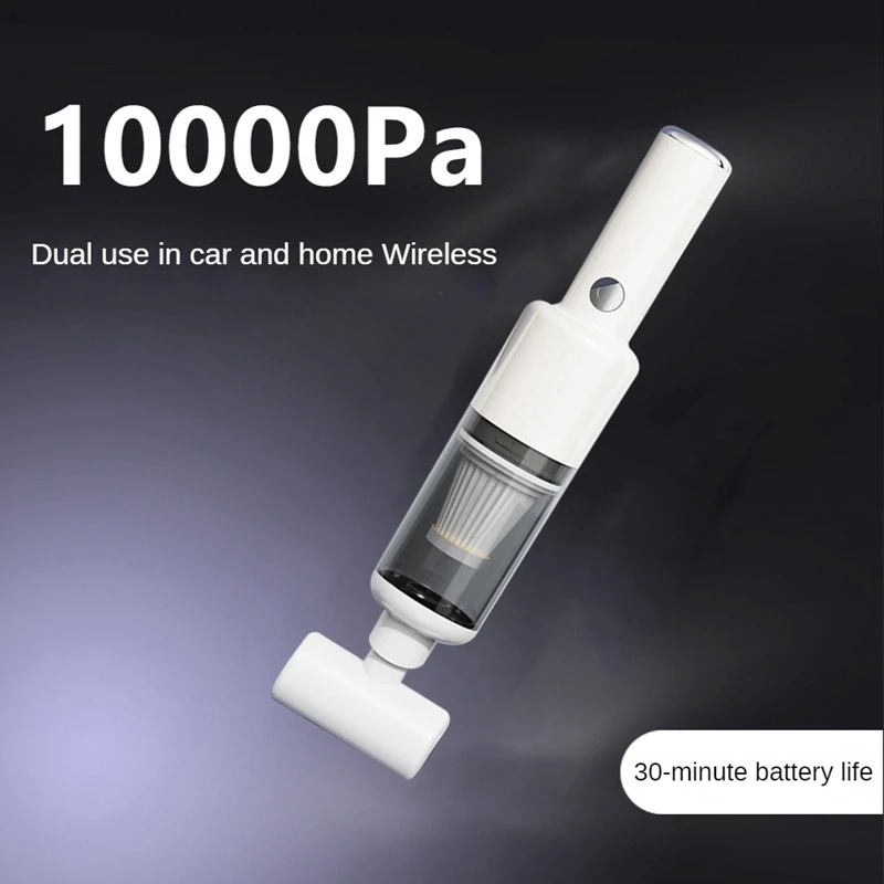 Car Vacuum Cleaner 10000Pa Wireless Charging Air Duster Handheld High-Power Vacuum Cleaner For Home Office White