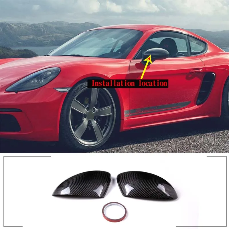 For Porsche 718 Cayman Boxster Spyder GT4 GTS LHD 2016+Dry Carbon Fiber Side Mirror Cap Shell Rearview Mirror Cover Accessories
