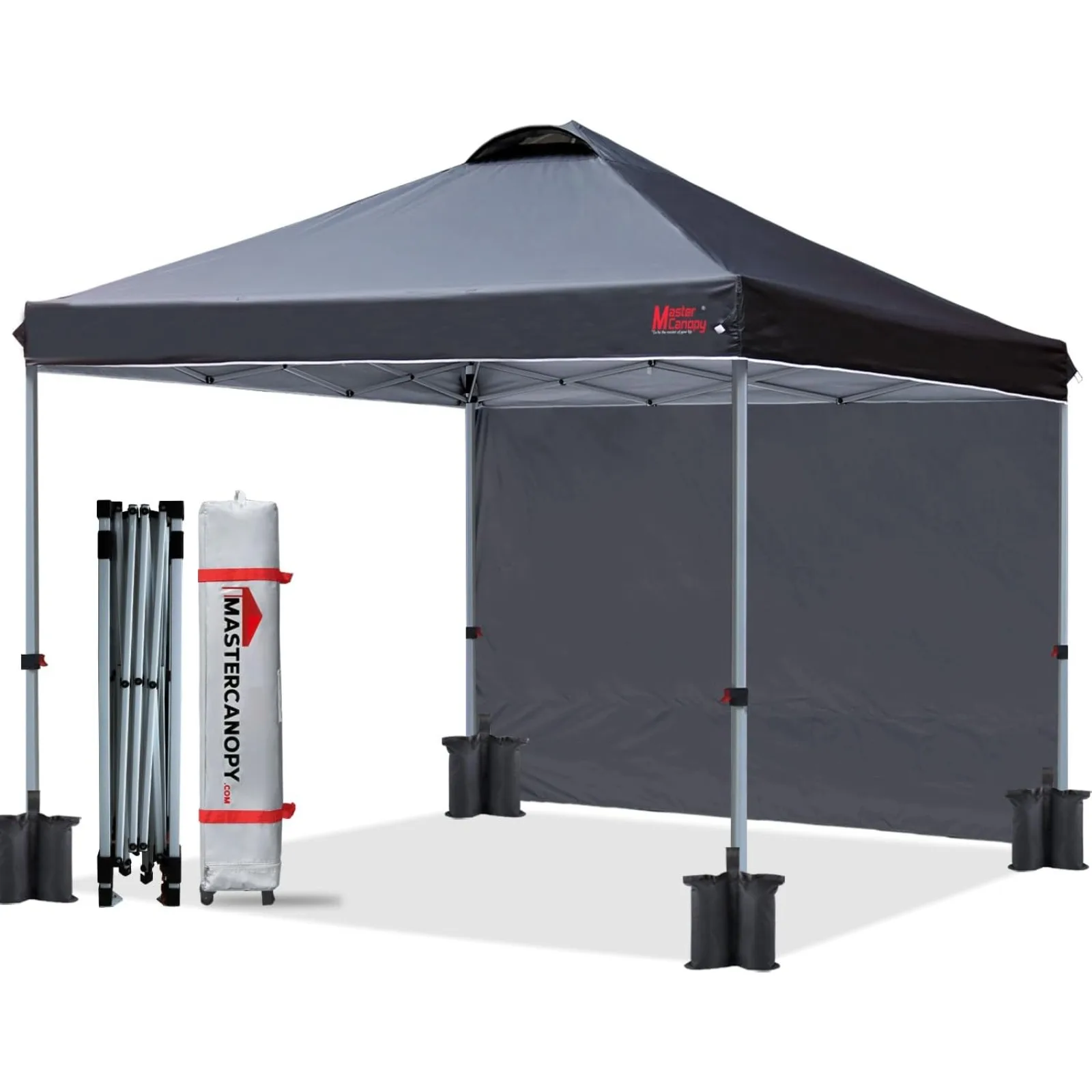 US Durable Pop-up Canopy Tent with 1 Sidewall (10'x10',Black)