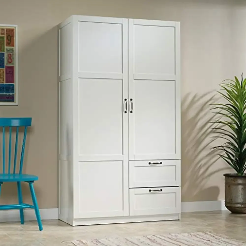 Versatile Wardrobe Cabinet Soft White Adjustable Shelves 40