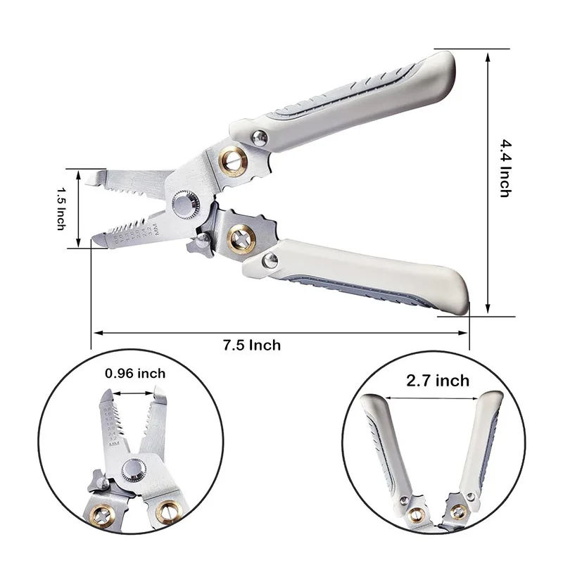 Electrician Specific Wire Stripper, 6-in-1 Multifunctional Cable Stripper used for Cable Stripping Cutting Anti Slip Handle