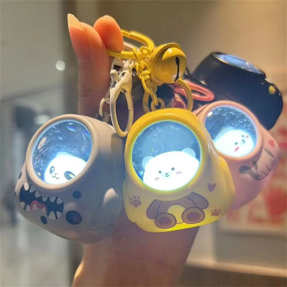 Light-emitting Cat Bear Keychain Ambient Light Couple Pendant Night Light Keyring Cartoon Animal Cat Astronaut Keychain