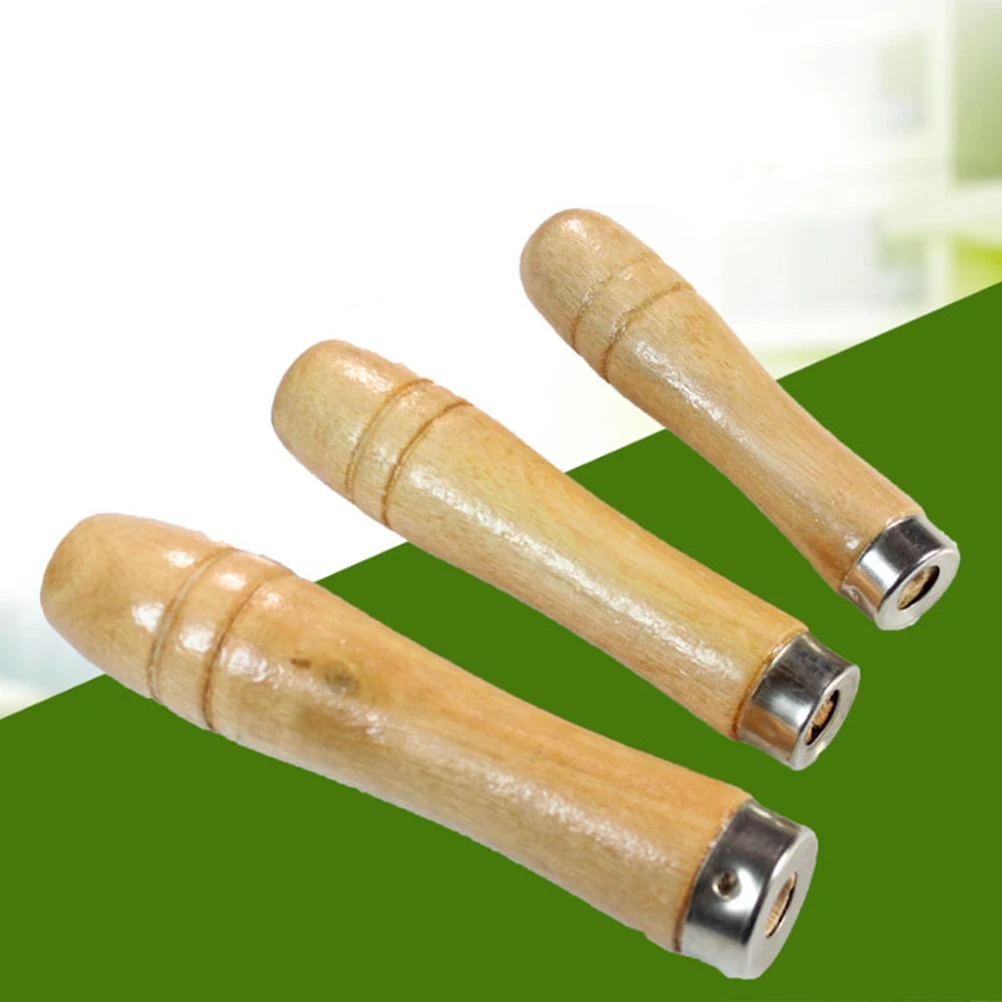 

5pcs Wooden Handle For File Ergonomic Grip Metal Sleeve 11.3Cm Hand Tool 6.8Mm Inner Hole Wood Rasp Screwdriver Drill Set