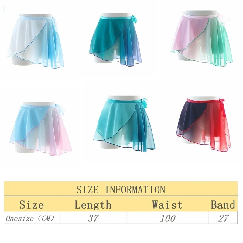 Women's Ballet Dance Wrap Skirt, Women's Dancewear Clothes, Mini Chiffon, Gradient, Gym Practice