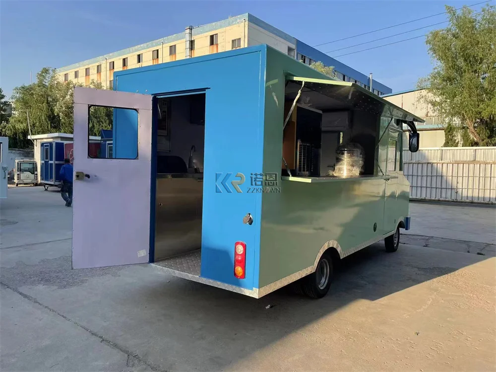 Electric Food Truck Van Mobile Kitchen Equipments Coffee Pizza Kiosk Concession Food Trailer Snack Ice Cream Cart