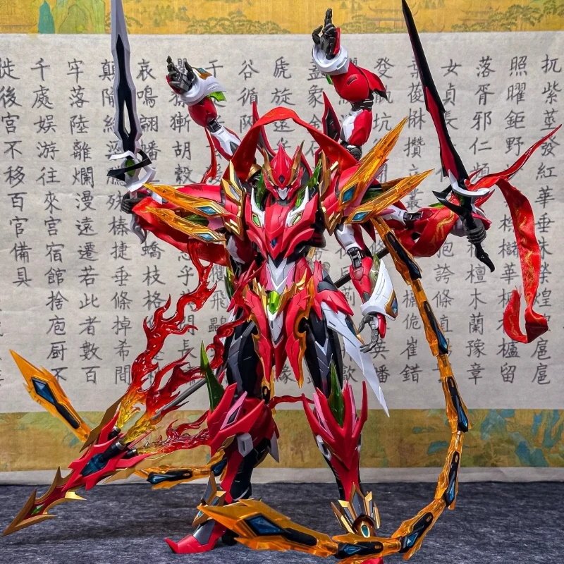 Motor nuclear nezha mecha de seis braços com base de lótus liga esqueleto montagem modelo kit figuras de ação brinquedo da moda menino presente ideal