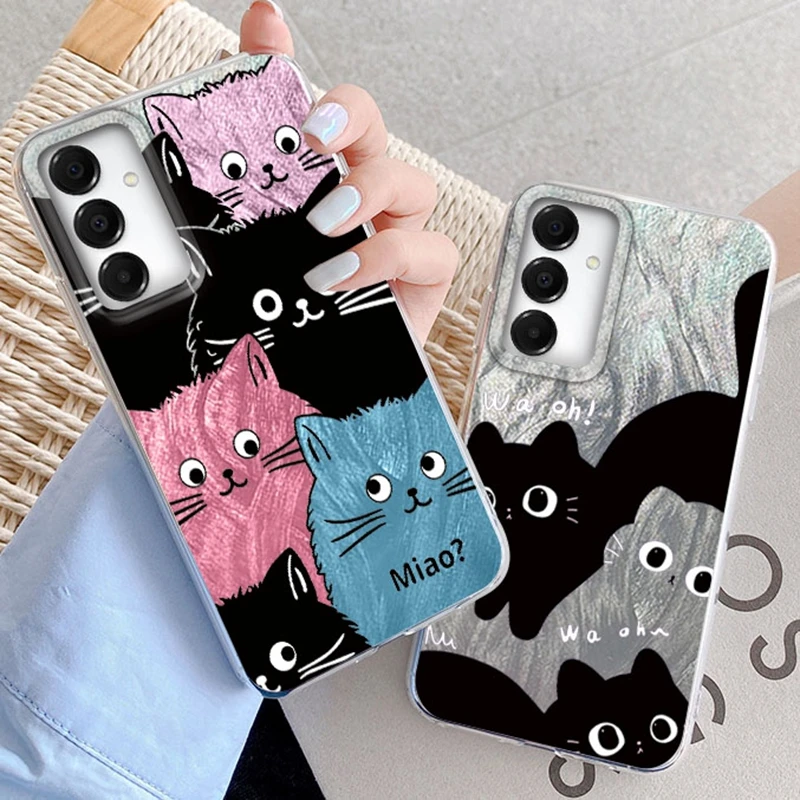 

Cute Black Cat Girls Phone Case For Samsung Galaxy A56 A16 A26 A36 A06 A55 A35 A25 A15 A54 S24 S25 S22 S23 FE Fundas Cover
