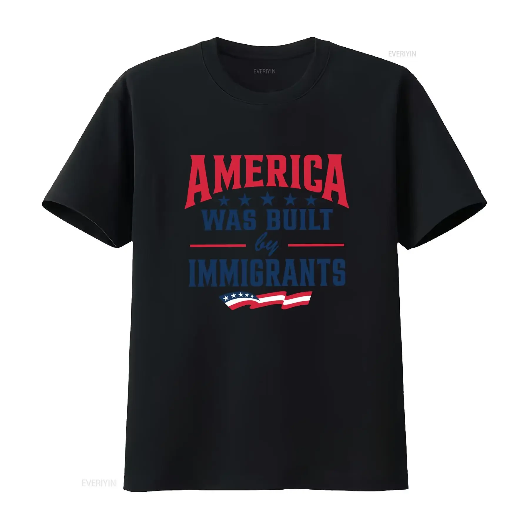Patriotic Retro American Flag Immigrant Slogan Print Casual T Shirt vintage Washed streetwear Stylish graphic homme Comfortable