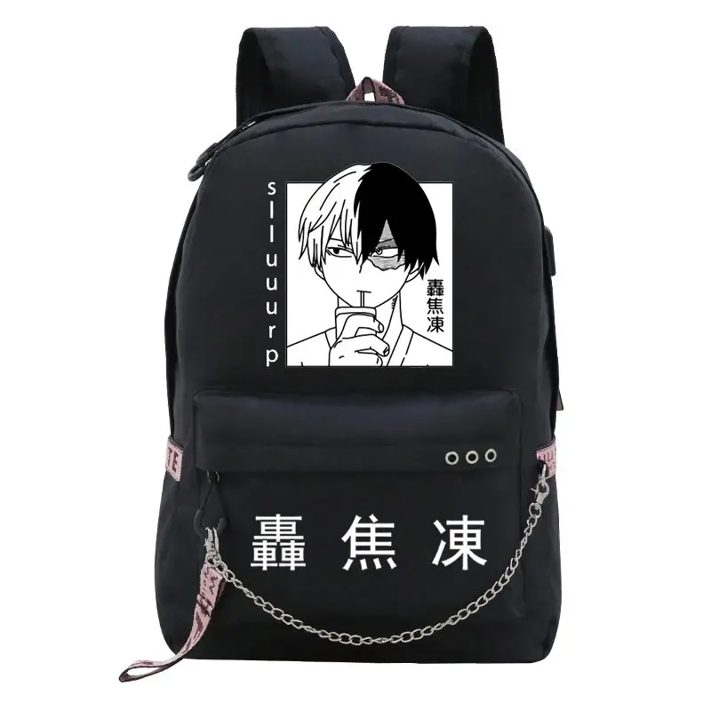 My Hero Academia USB Backpack Shoto Todoroki Deku Cosplay Bookbag Back to School Boys Girls Fans Gift Bag Mochila