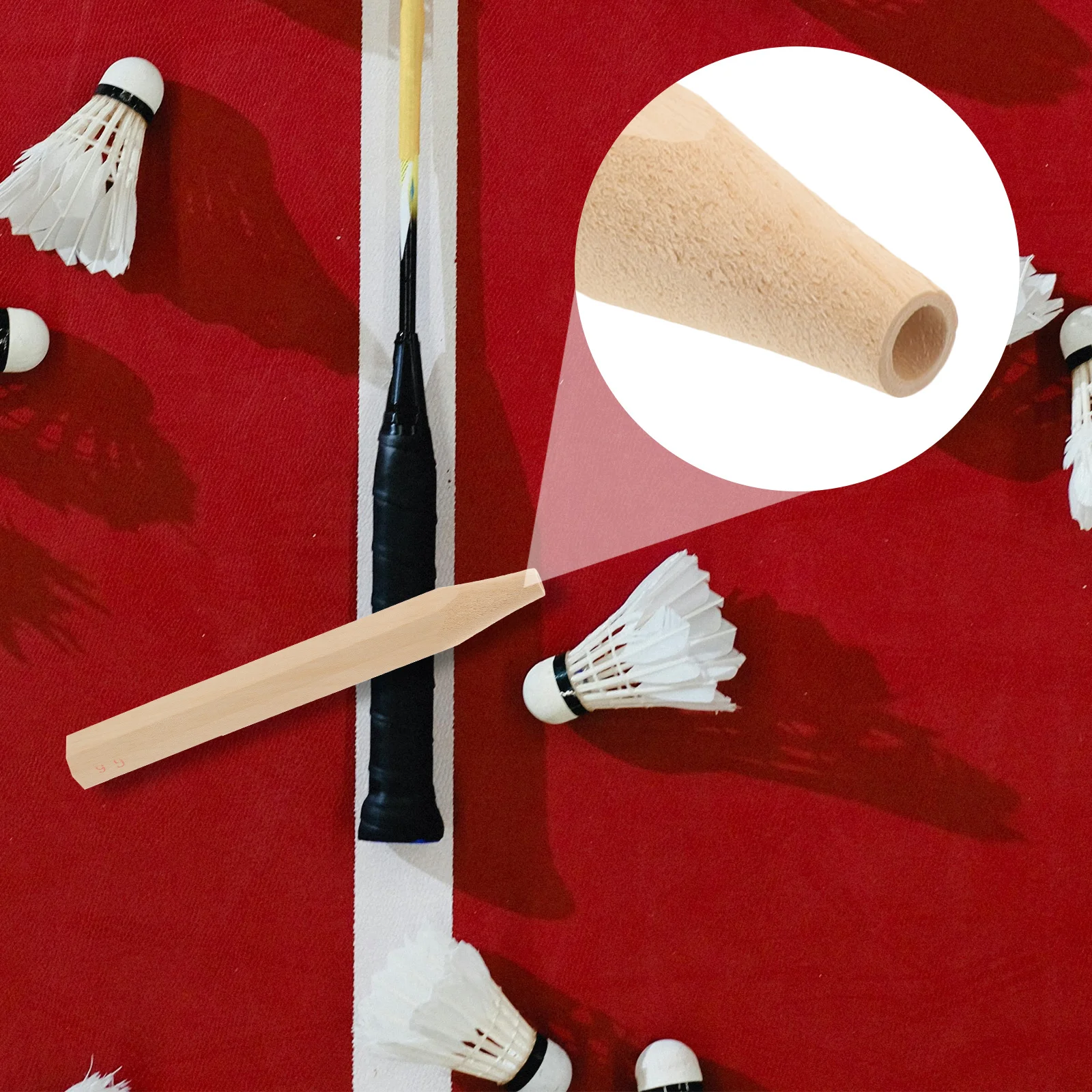 

Premium Wooden Badminton Bat Grip Replacement Smooth Polished Surface -Free Repair Handle for Sports Equipment