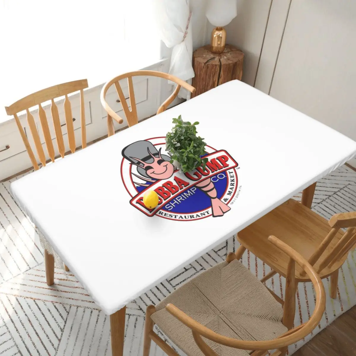 Bubba Gump Forest Shrimp Seafood Customized Rectangular Tablecloth Oilproof Table Cover for Dining Events Table Cloth