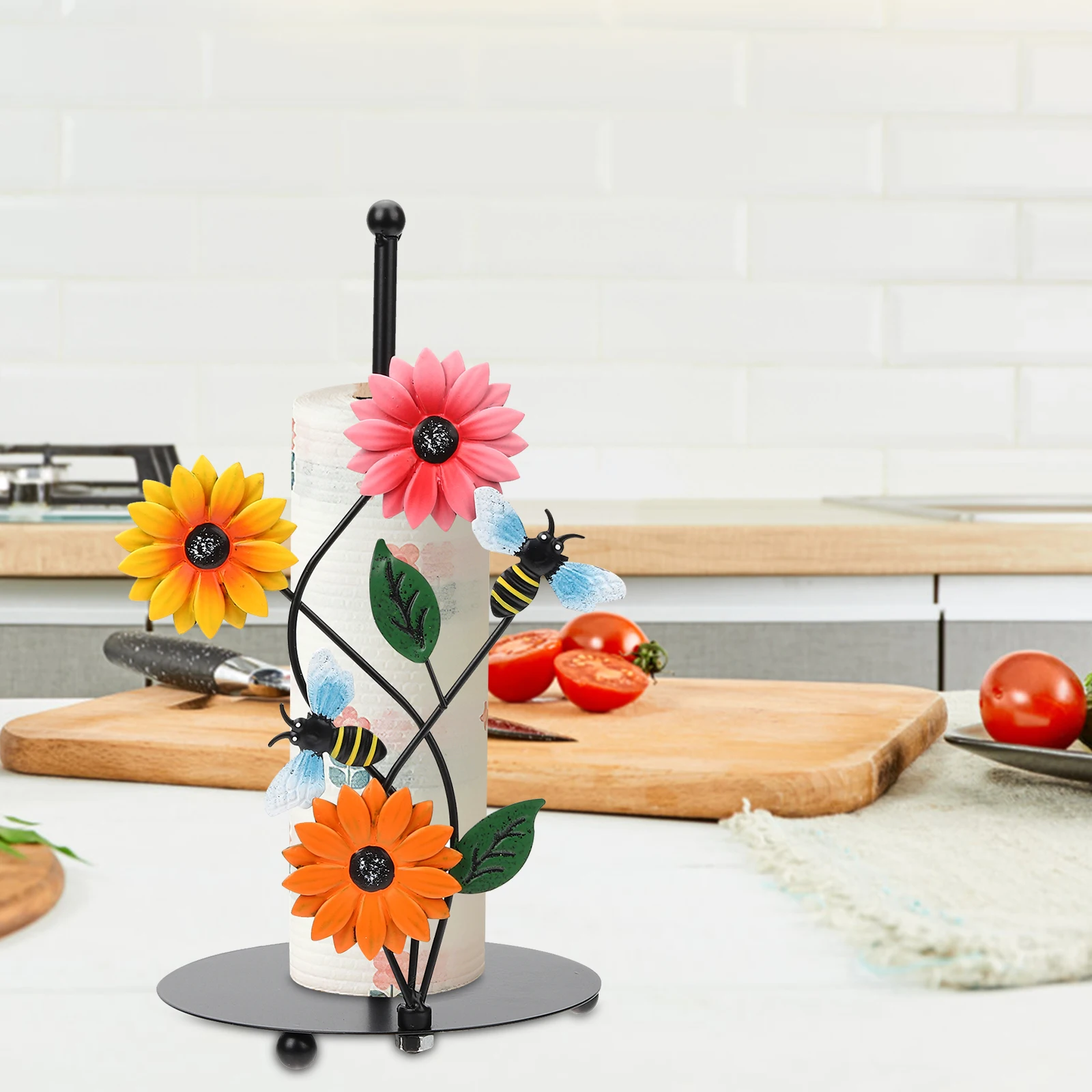 

Metal Paper Towel Holder Sunflower Design Heavy Duty Kitchen Roll St Tissue Rack Home Decor Bathroom Accessories Farmhouse Style
