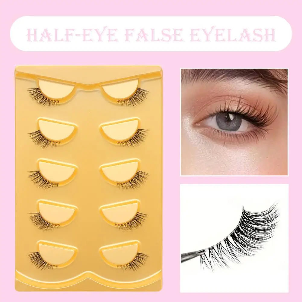 Semi- False Eyelashes With Transparent Belt Wispy Cat Appearance Eyelash Natural Short-Mouth Eye Mink False Artificial Eyel R7K3