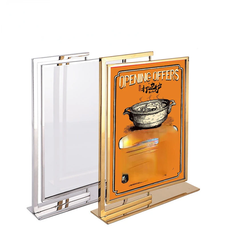 Stainless Steel Double-Sided A4 Floor Advertising Sign and Rotating Display for Home Office Storage