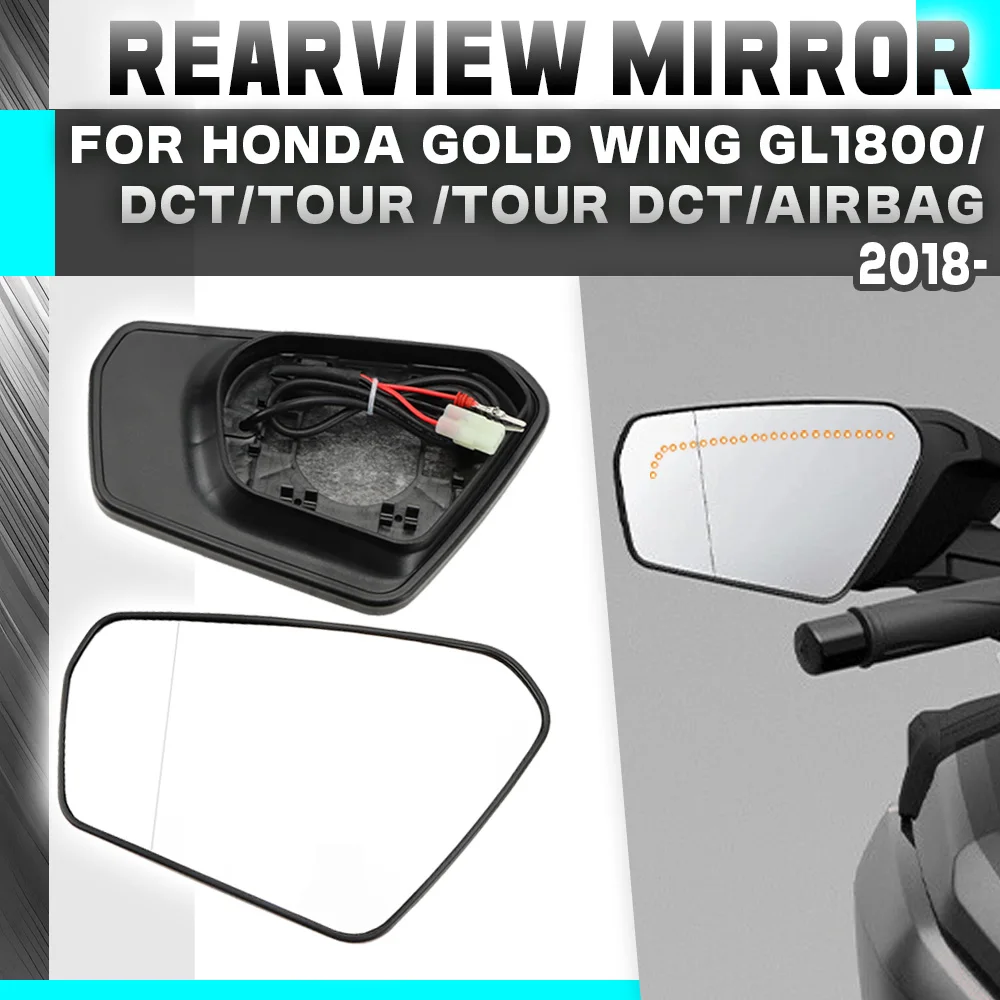 For Honda Gold Wing GL1800 Tour DCT Airbag 2018-2025 Goldwing 1800 Rearview Mirror Motorcycle Extended Mirrors With Turn Signals