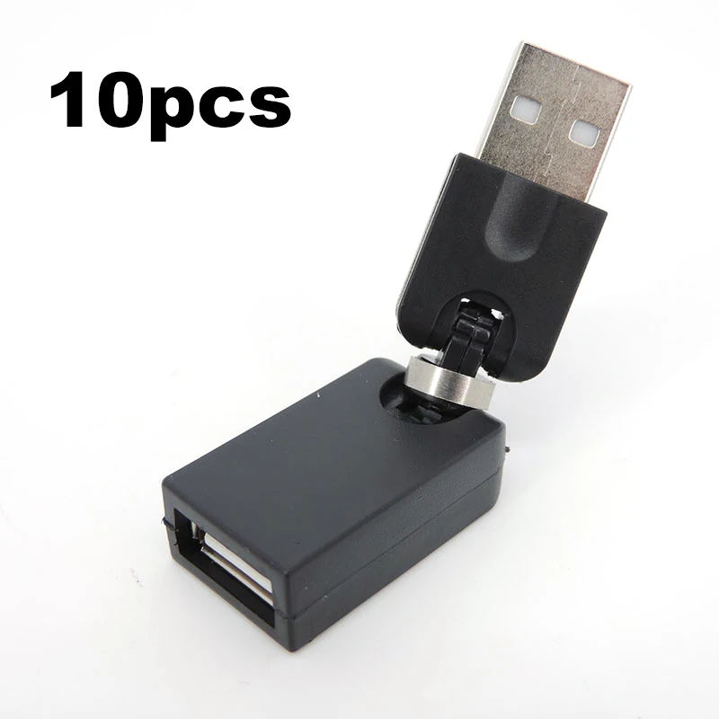 

10 шт., гибкий поворотный угол, вращающийся на 360 градусов USB A 2,0, переходник «папа-мама» для разъема удлинителя кабеля