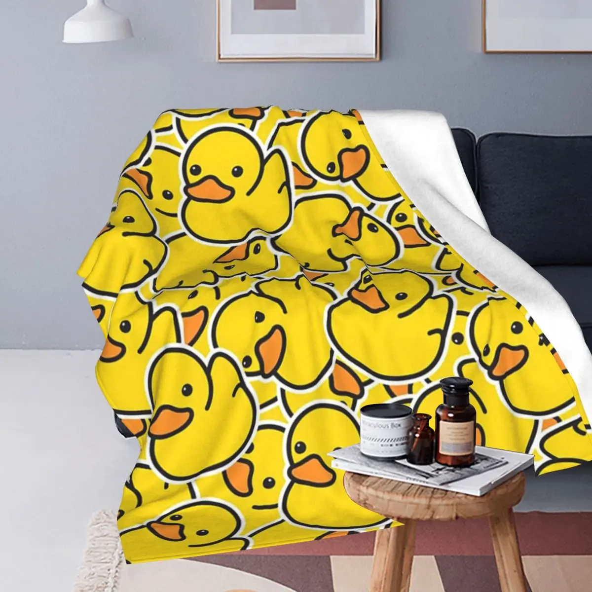 Yellow Classic Rubber Duck Blankets Soft Warm Flannel Throw Blanket Bedding for Bed Living room Picnic Travel Home Couch