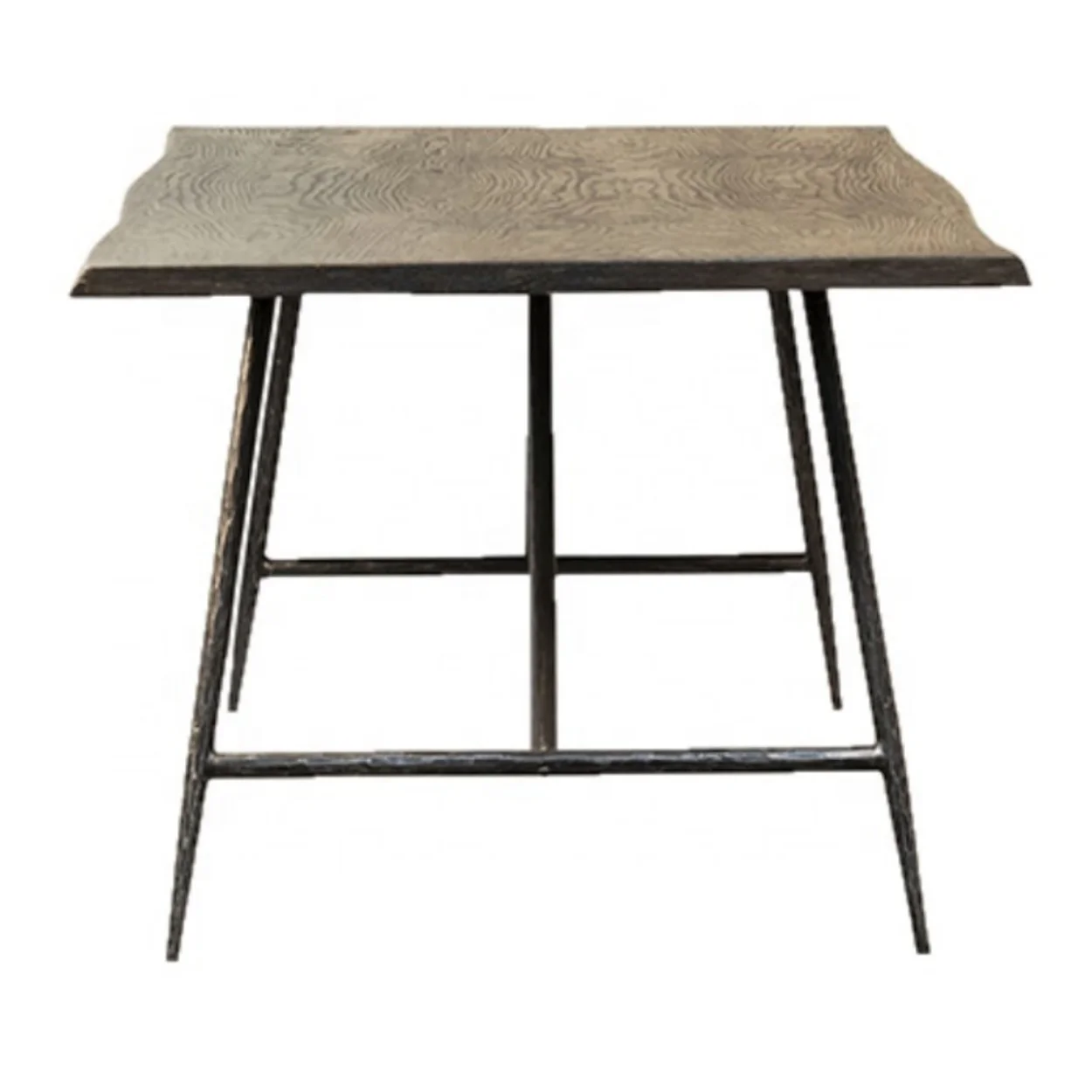 

# Solid Oak with Hammered Black Base Transitional Style Dining Table