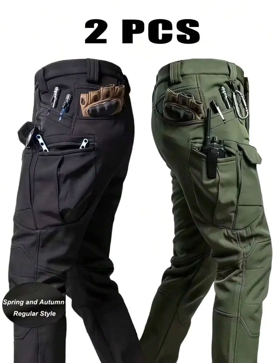 2-Pack Mens Tactical Cargo Pants With 9 Utility Pockets For Hiking, Camping, Fishing And Outdoor Use