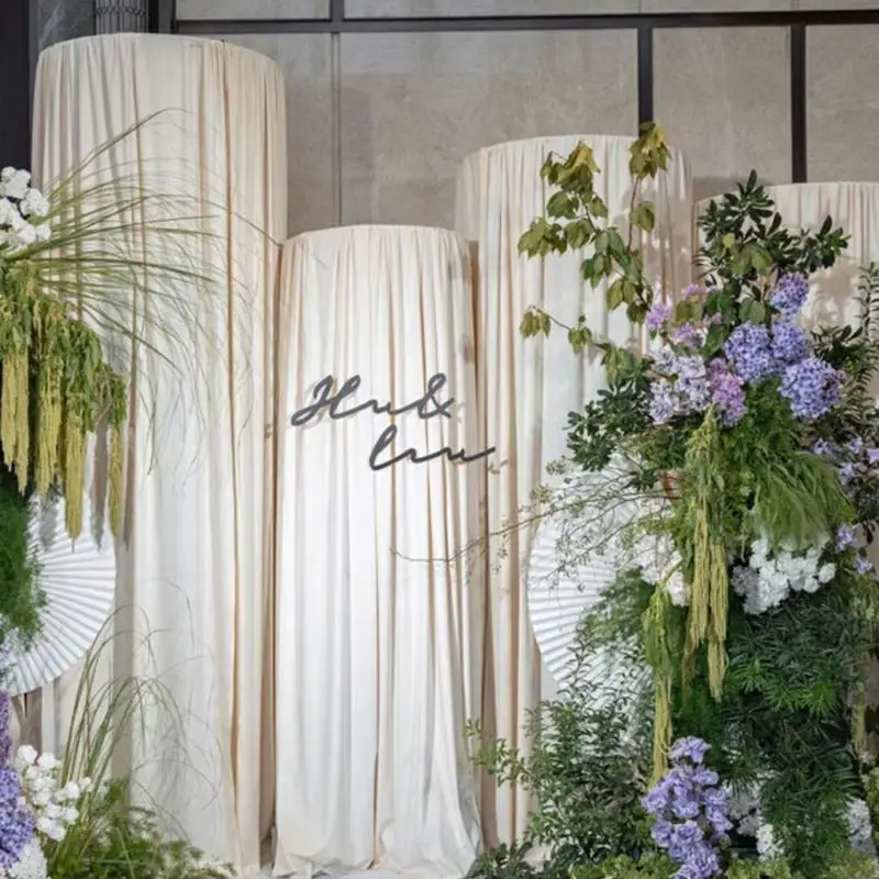 Hochzeitsbühnen-Hintergrundvorhang-Gestell, Outdoor-Rasen-Blumenbogen-Rahmen, Drahtvorhang-Kreisring, Ausziehbarer Metallständer – Detail 5