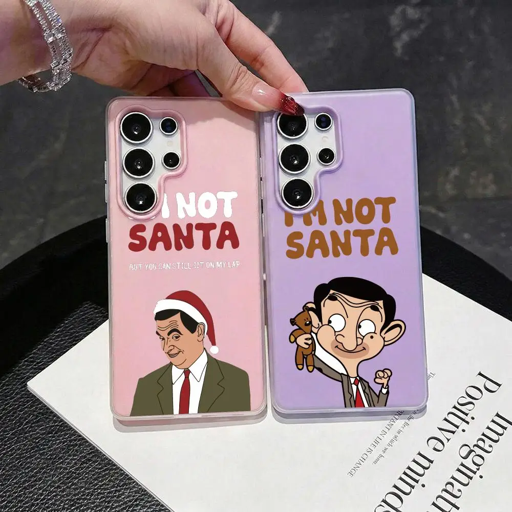 Interesting M-Mr.Bean Phone Case 2-in-1 Detachable Clear Case for Samsung S26-S22 Multi-Color Card Holder Soft TPU