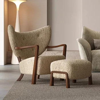 Danish Designer Style, Internet Celebrity Chair, Lambskin Material, Source Factory,Nordic Style Woolf Leisure 1