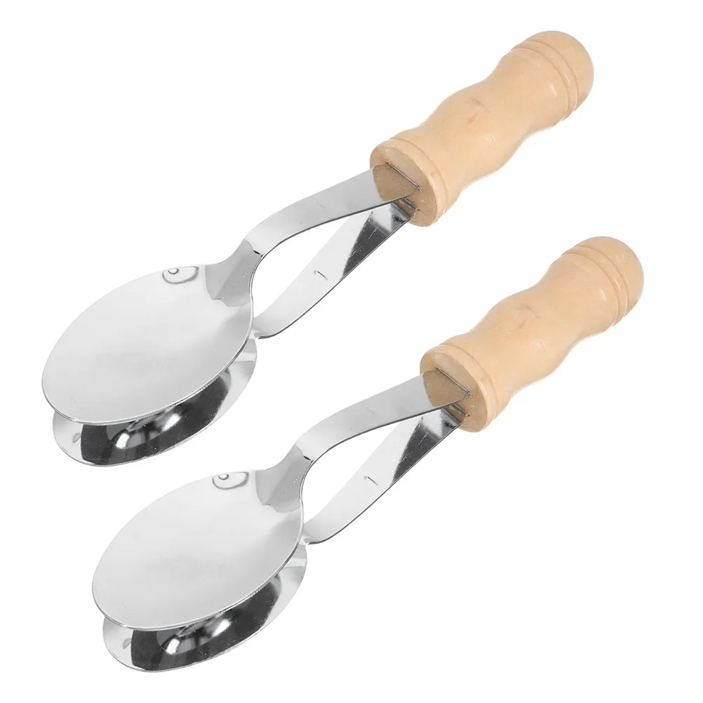 2Pcs Metal Musical Spoons Folk Percussion Instrument Crisp Resonant Sound Rustic Aesthetic Portable Hand Percussion for Family