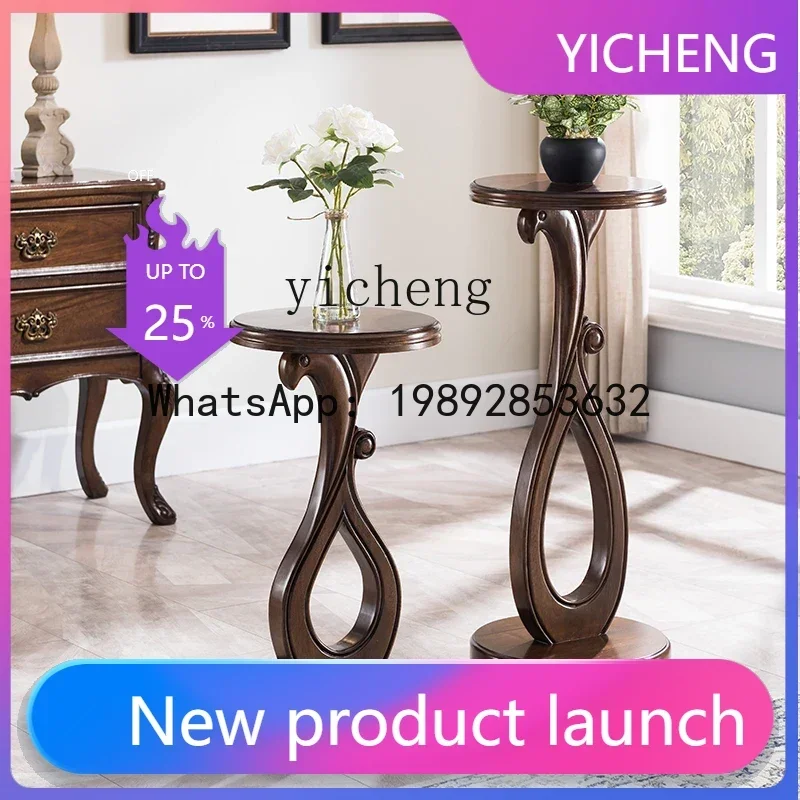 all solid wood flower stand, living room round dill bonsai stand, flower table floor flower pot
