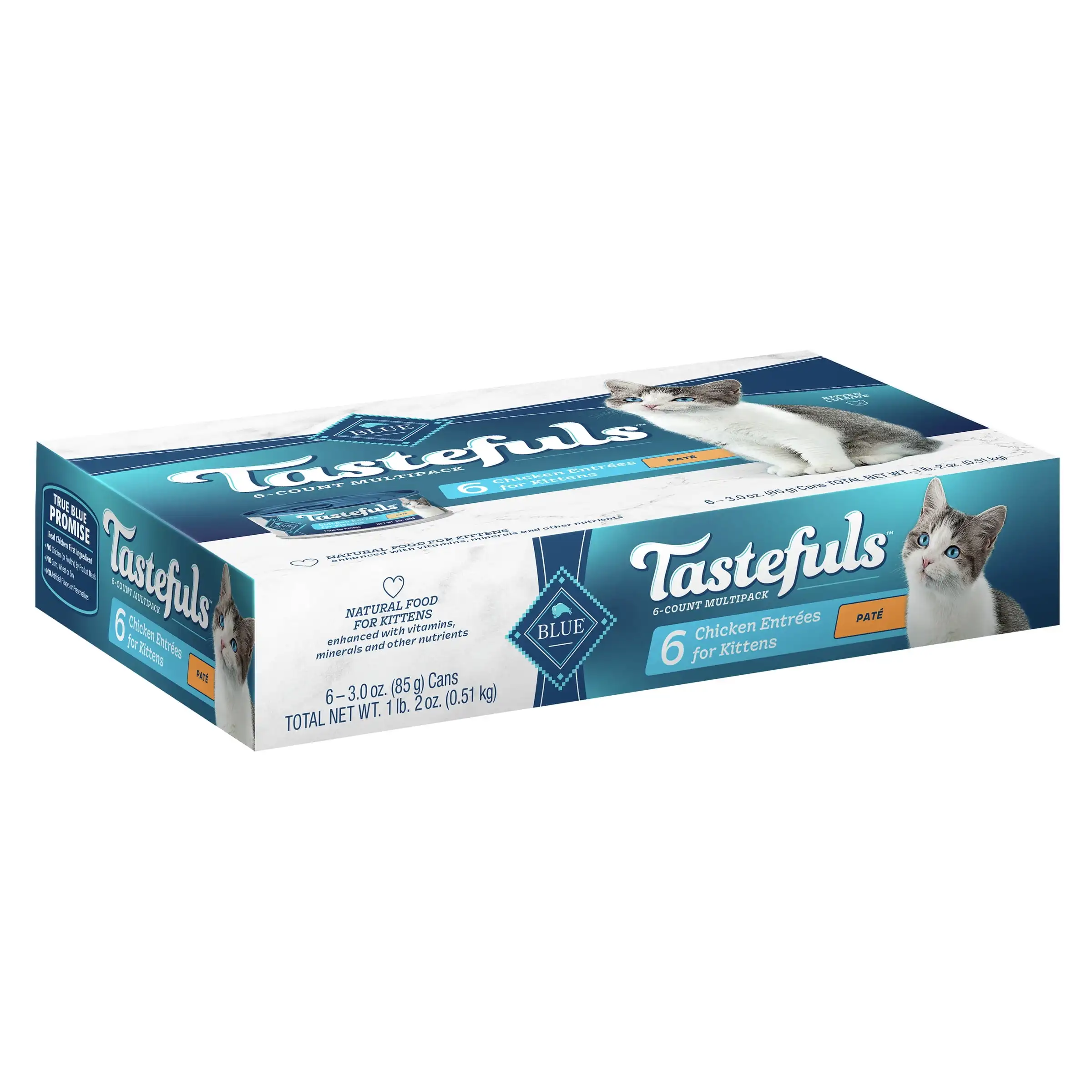 

Паштет для котенка Tastefuls Natural, влажный корма для кошек, многоупаковка, банки с курицей и входом на 3 унции (упаковка из 6 шт.)