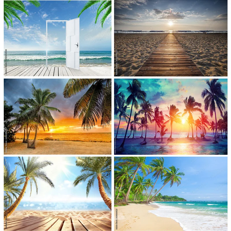 

SHUOZHIKE Tropical Sea Beach Palms Tree Photography Background Natural Scenic Photo Backdrops Photocall Photo Studio HHB 11