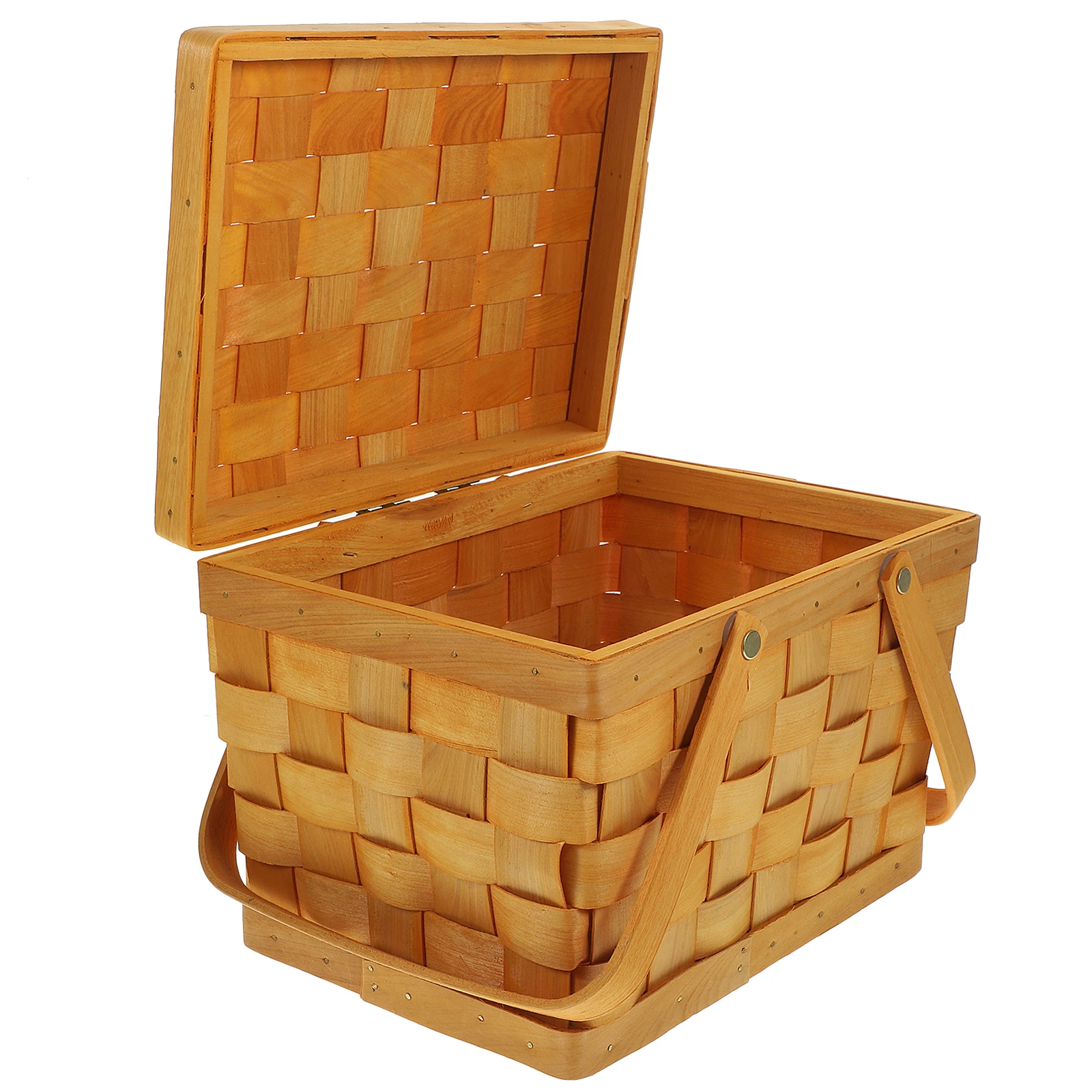 

Weaving Fruit Basket Vintage Picnic Covered Cute Woven with Lid Fashion Baskets Lids Camping