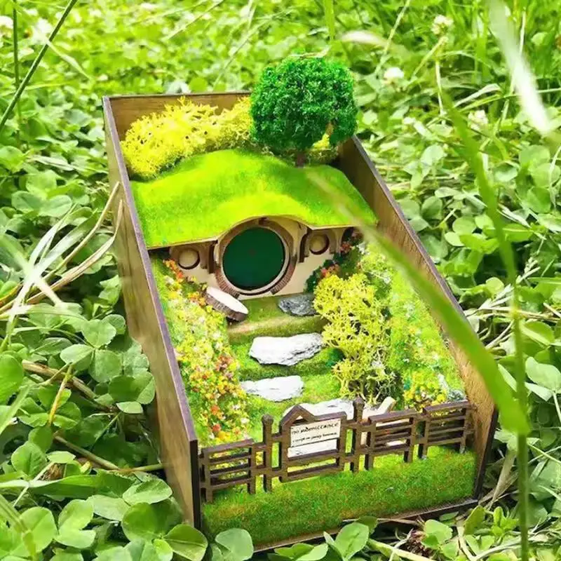 ミニ Diy ブックコーナーマイクロランドスケープブックスタンド家の装飾ブックエンド装飾装飾品学校事務用品本棚インサート