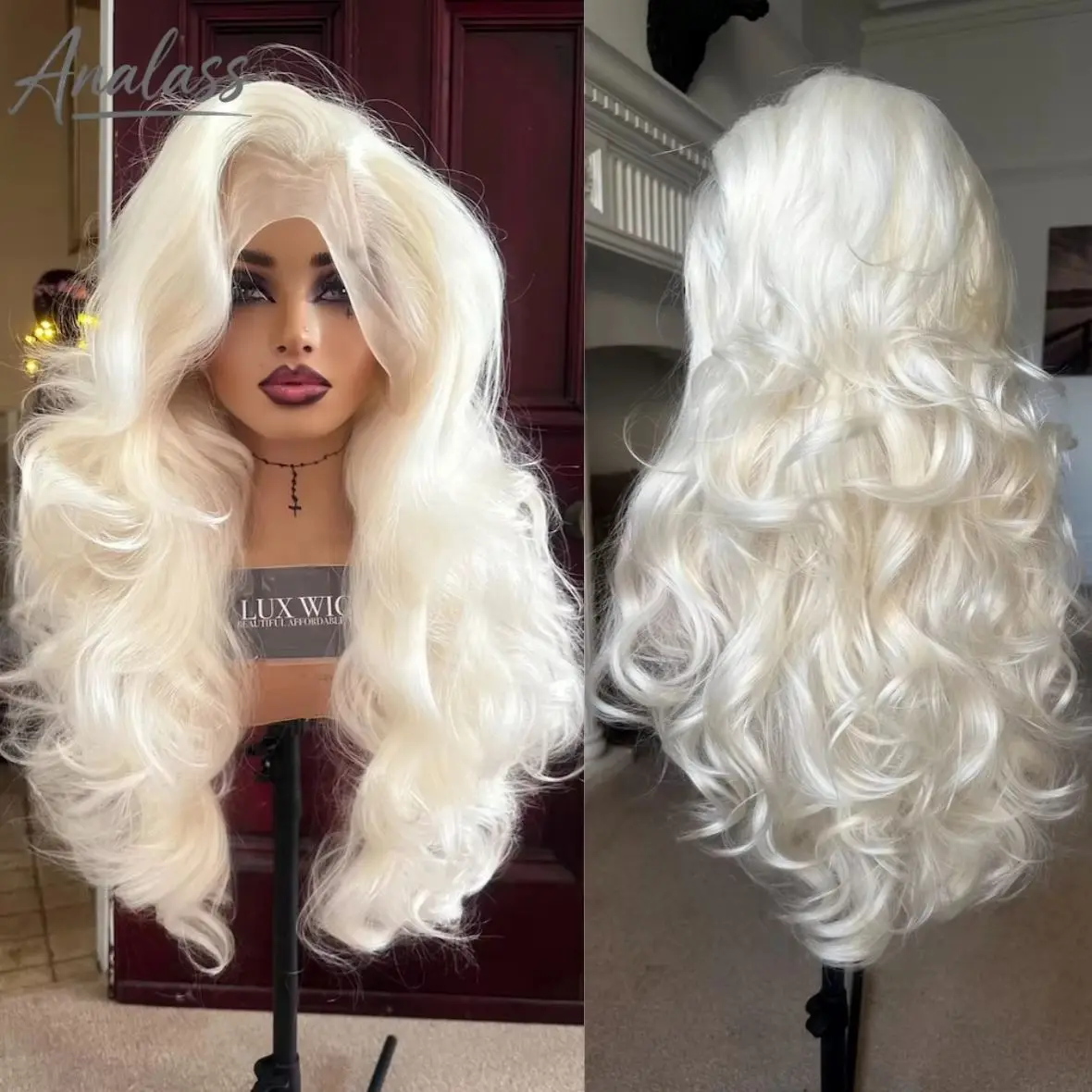 

White Wig 13x4 HD Transparent Long Body Wave Wigs Synthetic And Blend Lace Wigs High Quality Glueless Pre Plucked Cosplay Wear