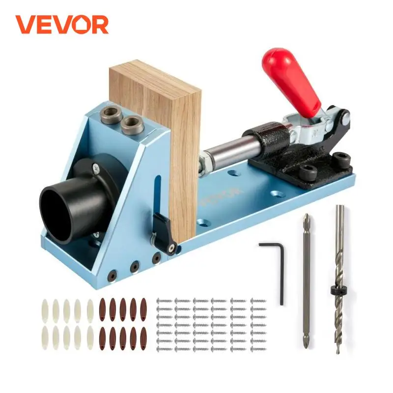 VEVOR Pocket Hole Jig Kit System M4 alluminio aggiornato falegnameria regolabile falegnameria guida di perforazione per la lavorazione del legno Set di strumenti per intaglio
