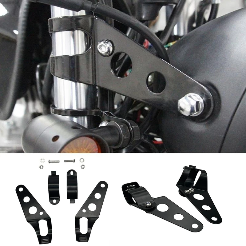 

Black Universal 5.75" 7" Motorcycle Headlight Mount Bracket Fork Ear Chopper Headlamp Holder Clamp Adjustable Motor Fork Mount