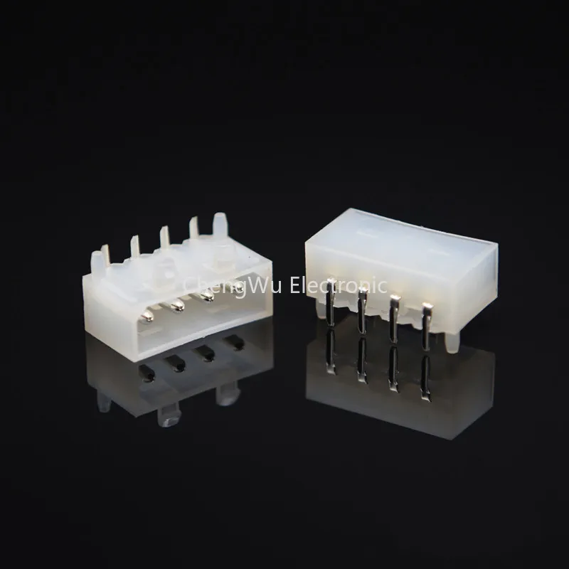 10pcs 5.08mm Pitch 4 Pin D Shape Wafer Male Contact Pin Right Angle 90 Degree PCB Solder IDE 4P ATX / EPS Power Connector