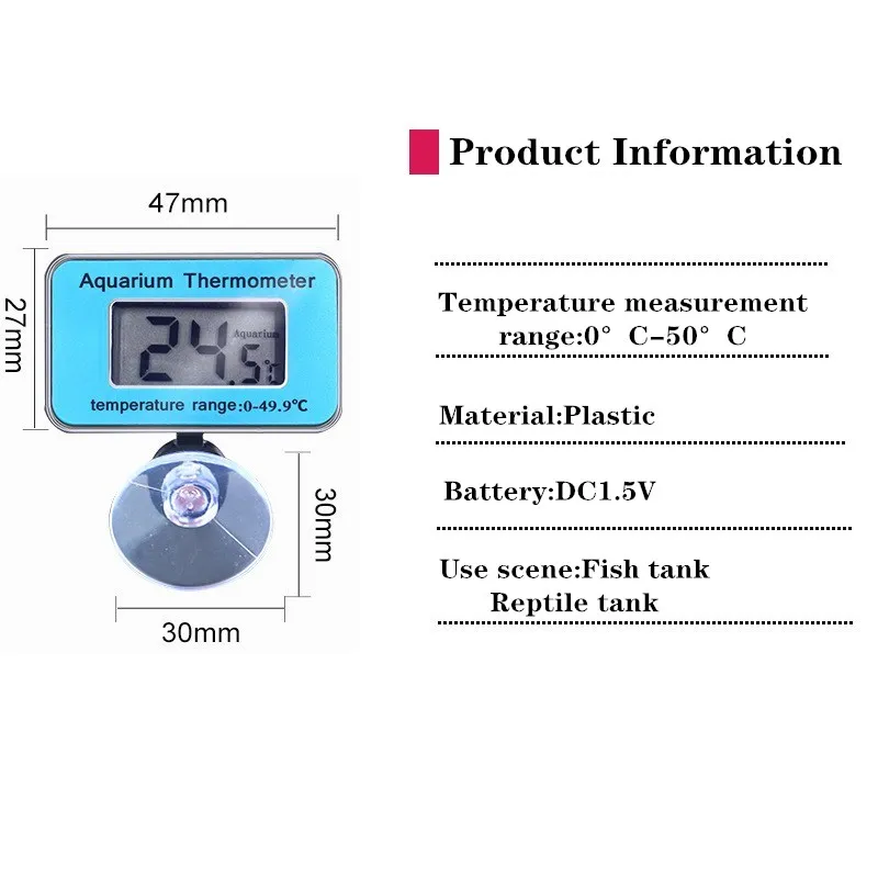 New Aquarium Thermometer Waterproof LCD Digital Fish Tank Submersible Thermometer Meter Temperature Control with Suction Cup