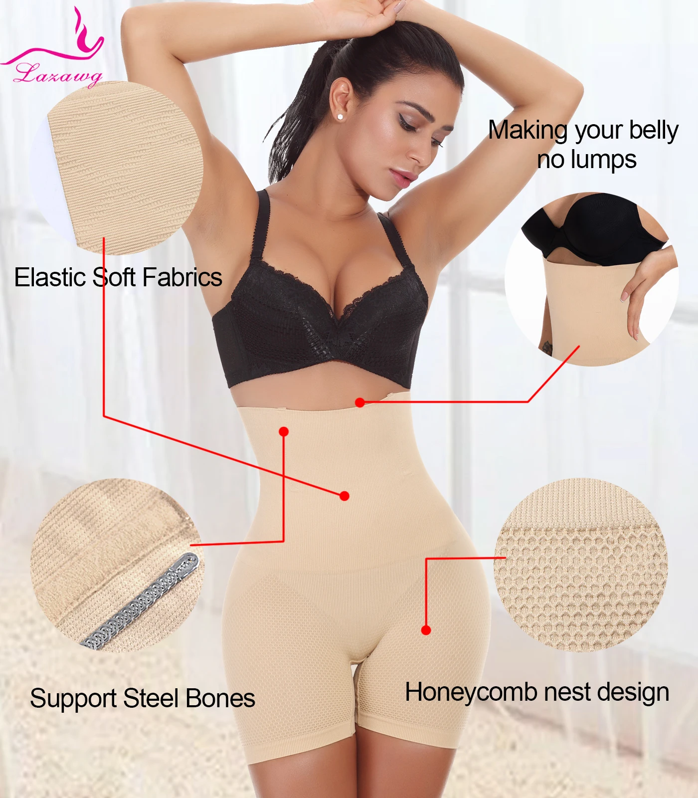 LAZAWG Women  Tummy Control Panties Body Shaper Butt Enhancer Underwear Waist Trainer Hip Shapewear Belly Butt Lifter Shaper
