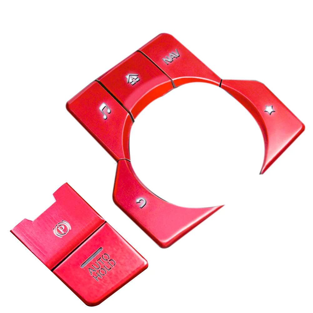 7Pcs Red Electronic Handbrake Multimedia Button Cover Trim per 3 6-5-9 2016-2020 Center Console