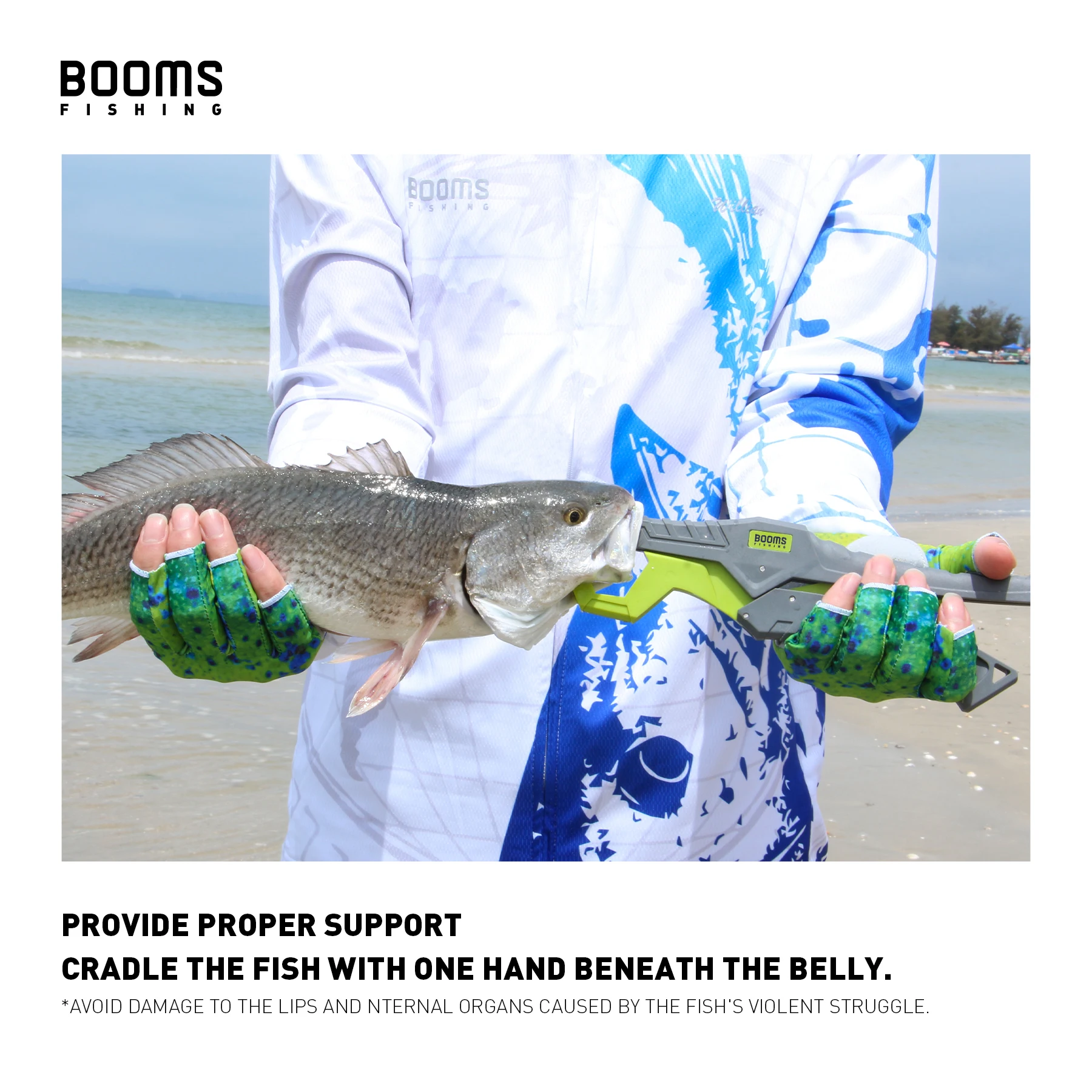 Booms Fishing G05 Fish Gripper Glass Fiber with Lanyard Anti-Rust Anti-Corrosion Grabber Keeper Safer For Fish Grip Fishing Tool