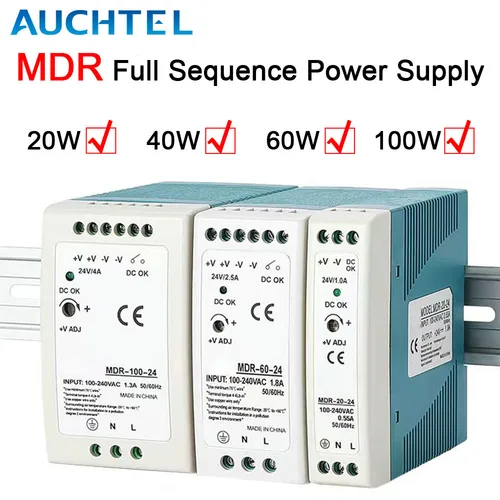 5V 12V 24V 48V potencia MDR-20W 60W 100W Industrial Mini AC/DC Din Rail fuente de alimentación interruptor conmutación de salida única