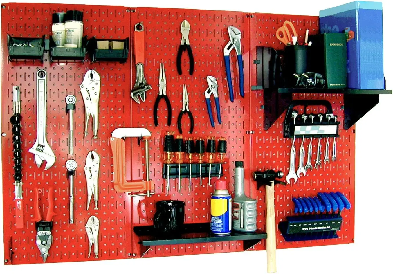 Wall Control 30-WRK-400RB Standard Workbench Metal Pegboard Tool Organizer,Red/Black